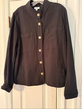 J. Jill Dark Black Gauze Jacket